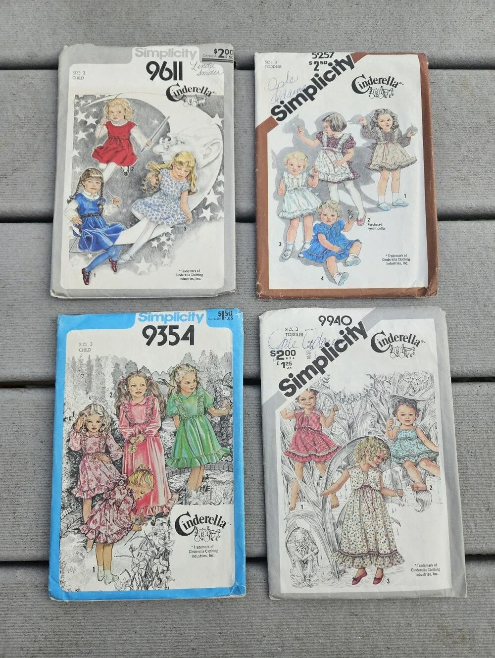 4 Vintage '60s/70s Simplicity Cinderella Dresses Girls Size 3 Sewing Patterns